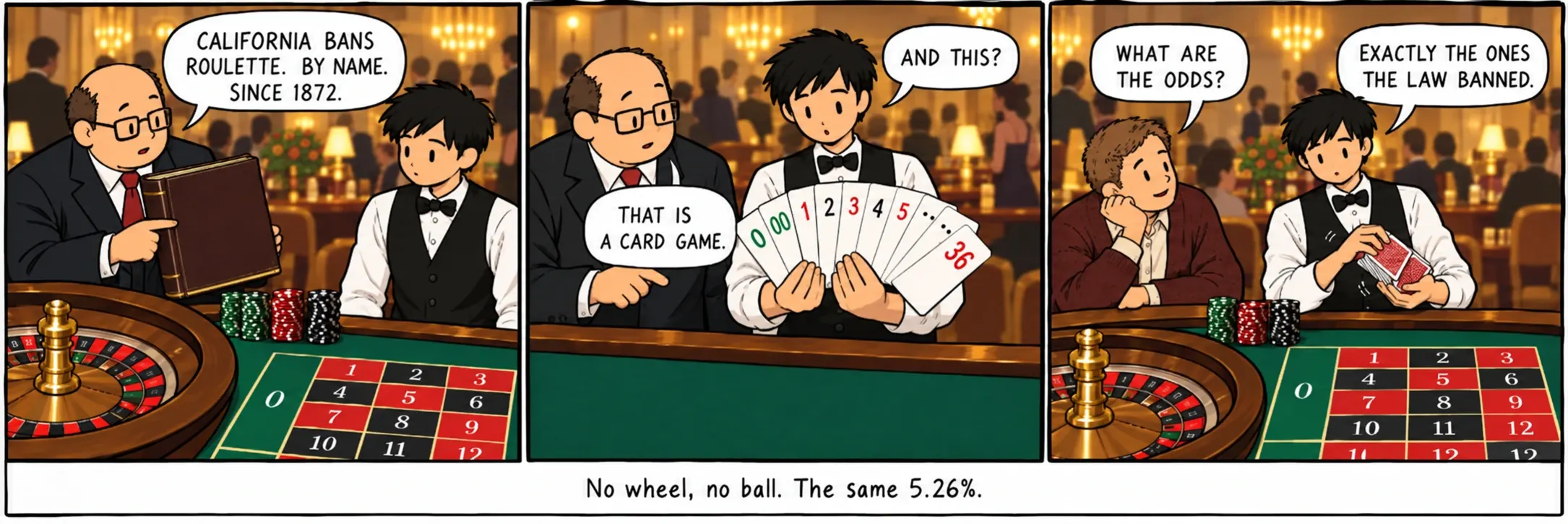 No wheel, no ball. The same 5.26%.