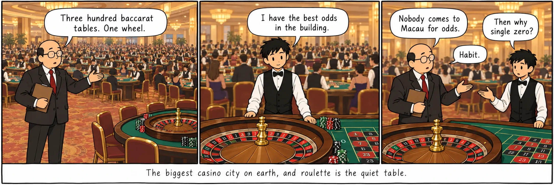 The biggest casino city on earth, and roulette is the quiet table.