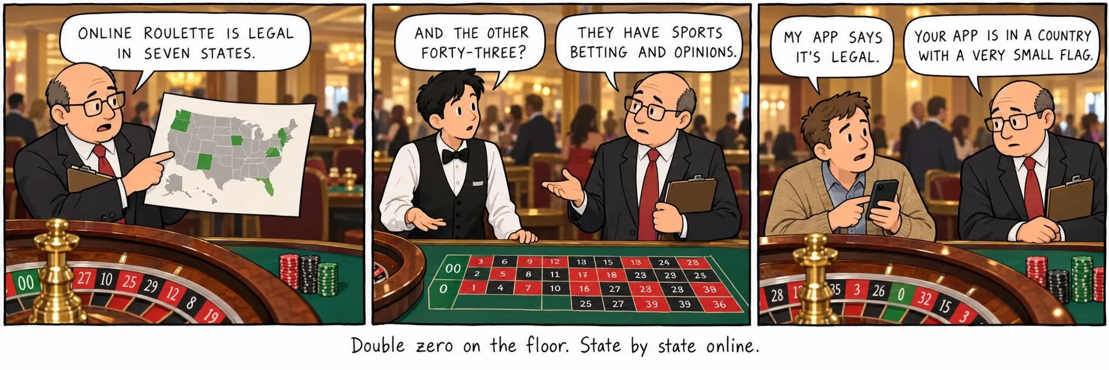 Double zero on the floor. State by state online.
