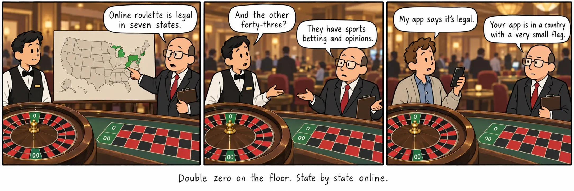 Double zero on the floor. State by state online.