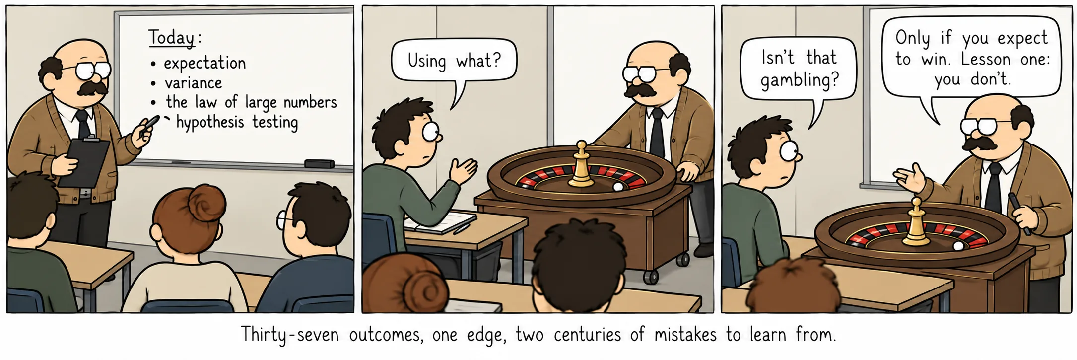 Thirty-seven outcomes, one edge, two centuries of mistakes to learn from.