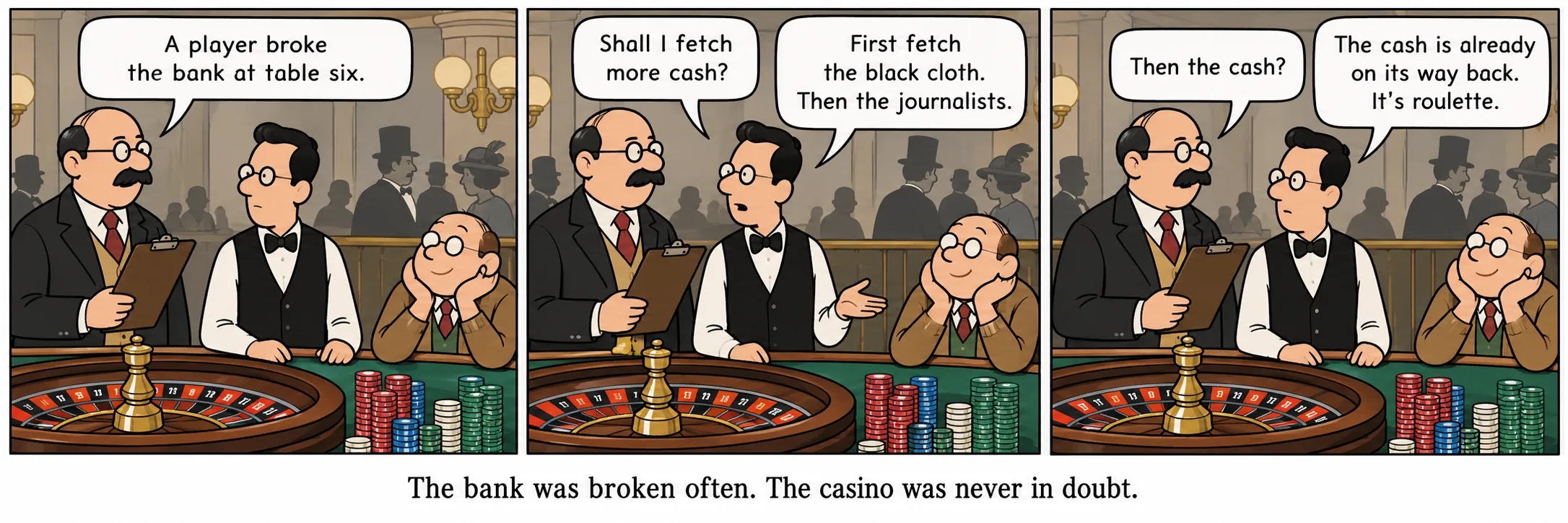 The bank was broken often. The casino was never in doubt.