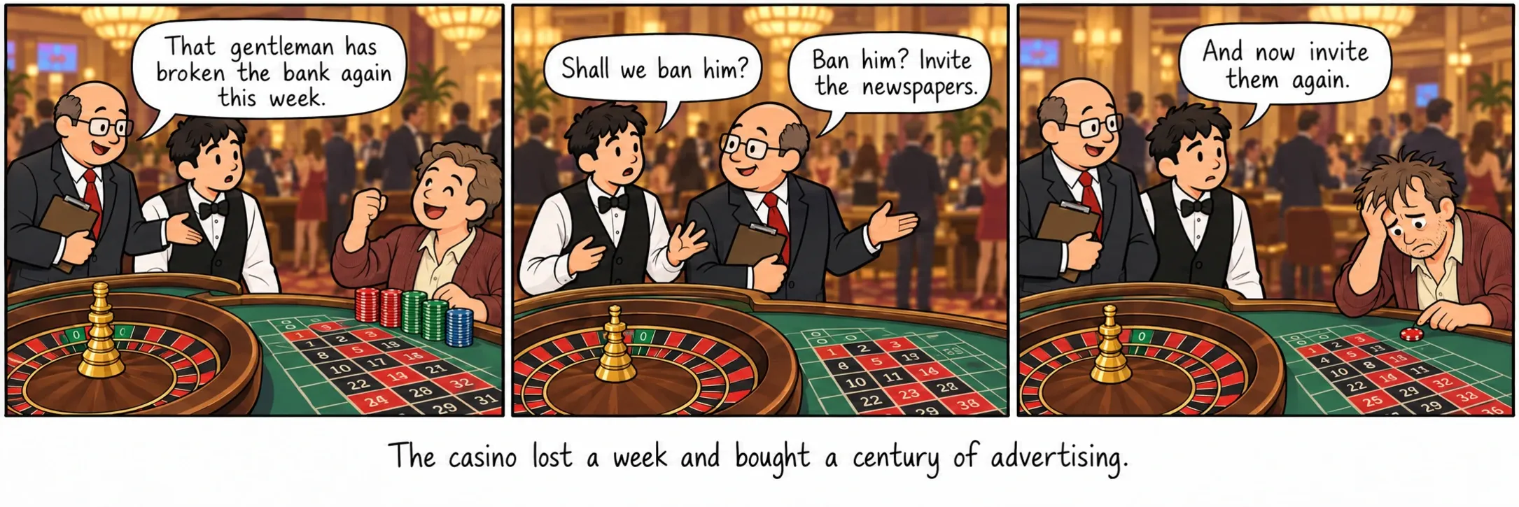 The casino lost a week and bought a century of advertising.
