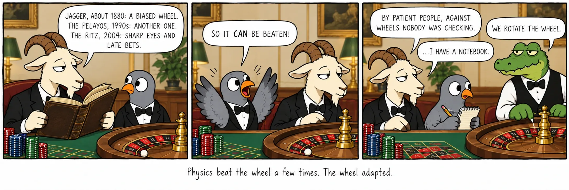Physics beat the wheel a few times. The wheel adapted.