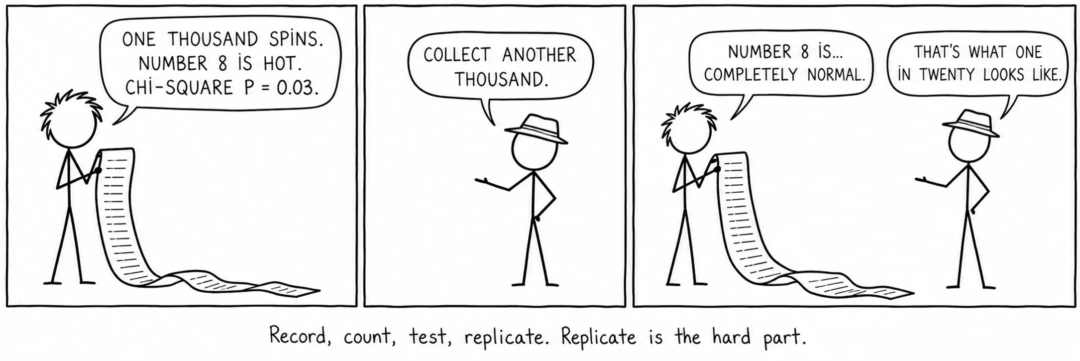 Record, count, test, replicate. Replicate is the hard part.