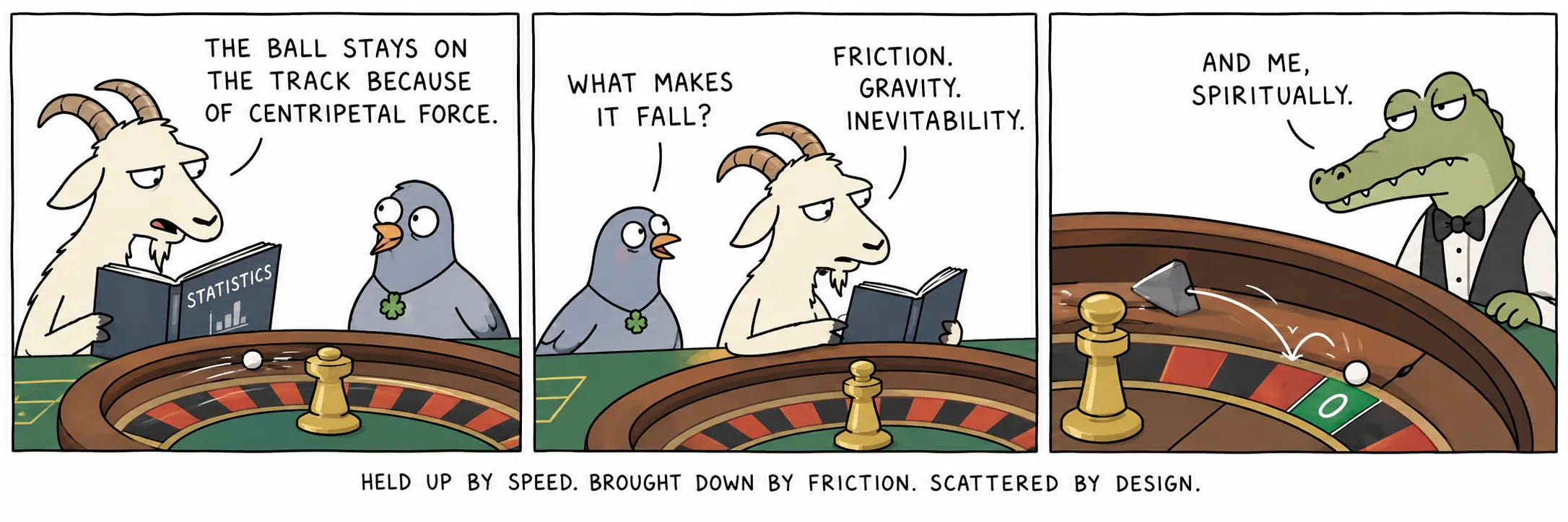 Held up by speed. Brought down by friction. Scattered by design.