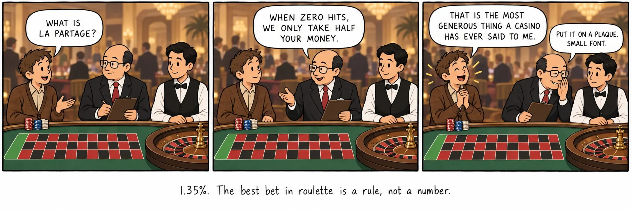 1.35%. The best bet in roulette is a rule, not a number.